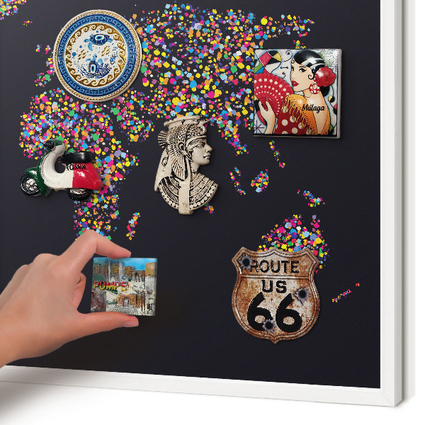 Tablero magnético de pared para imanes con marco blanco Mapa de colores