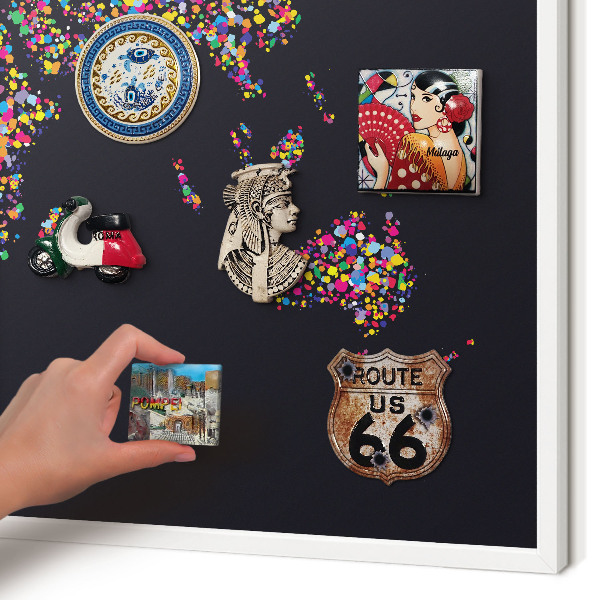 Tablero magnético de pared para imanes con marco blanco Mapa de colores