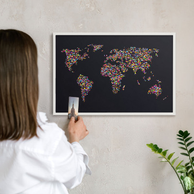 Tablero magnético de pared para imanes con marco blanco Mapa de colores