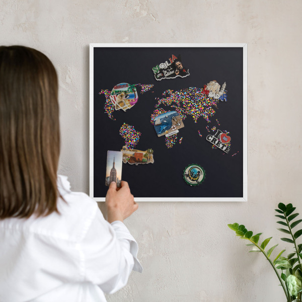 Tablero magnético de pared para imanes con marco blanco Mapa de colores