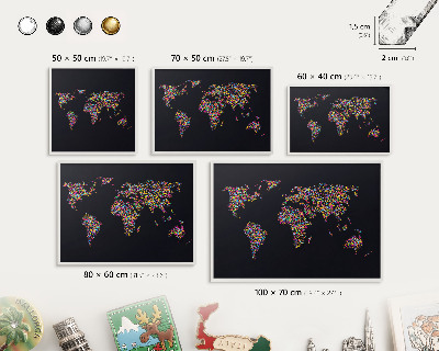 Tablero magnético de pared para imanes con marco blanco Mapa de colores