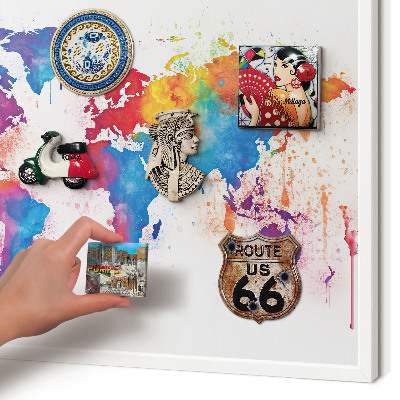 Tablero magnético de pared para imanes con marco blanco Mapa de colores