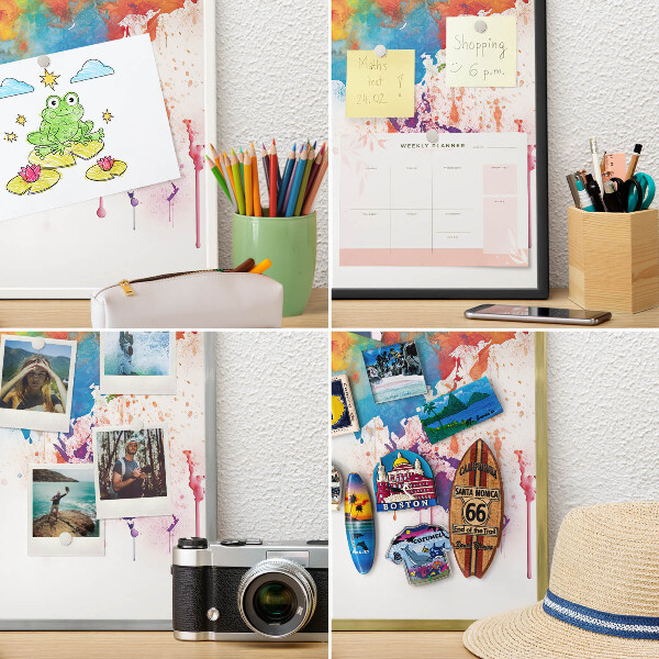 Tablero magnético de pared para imanes con marco blanco Mapa de colores