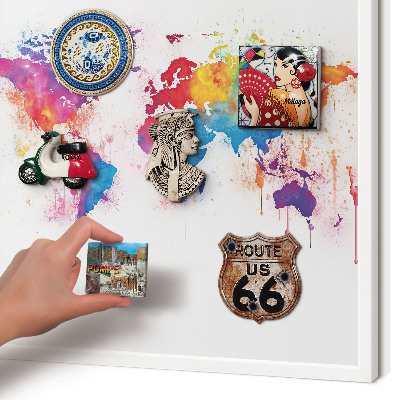 Tablero magnético de pared para imanes con marco blanco Mapa de colores