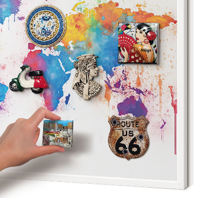 Tablero magnético de pared para imanes con marco blanco Mapa de colores