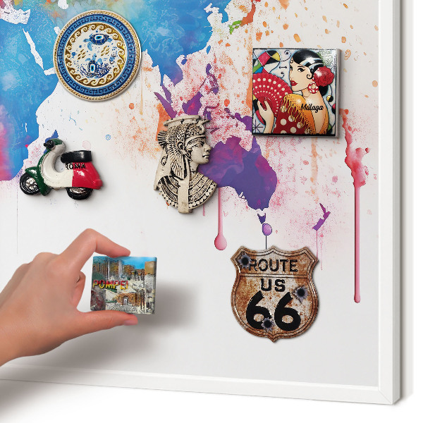 Tablero magnético de pared para imanes con marco blanco Mapa de colores