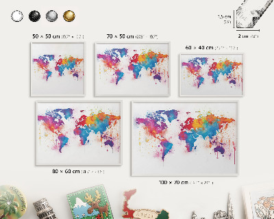 Tablero magnético de pared para imanes con marco blanco Mapa de colores