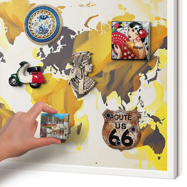 Tablero magnético metálico para souvenirs en color blanco Mapa del mundo