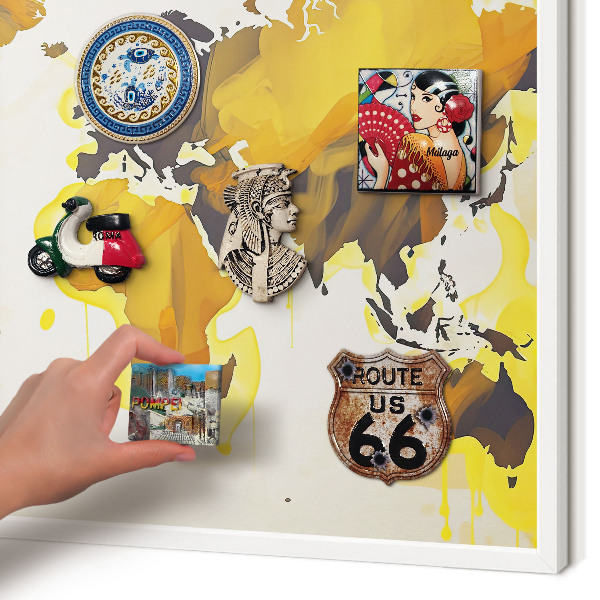 Tablero magnético metálico para souvenirs en color blanco Mapa del mundo