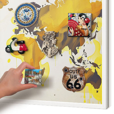 Tablero magnético metálico para souvenirs en color blanco Mapa del mundo