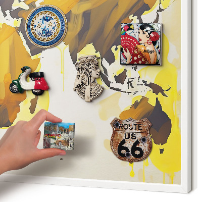 Tablero magnético metálico para souvenirs en color blanco Mapa del mundo