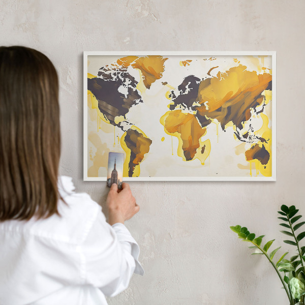 Tablero magnético metálico para souvenirs en color blanco Mapa del mundo