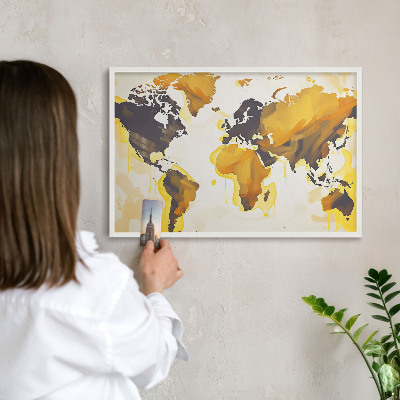 Tablero magnético metálico para souvenirs en color blanco Mapa del mundo