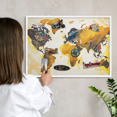 Tablero magnético metálico para souvenirs en color blanco Mapa del mundo