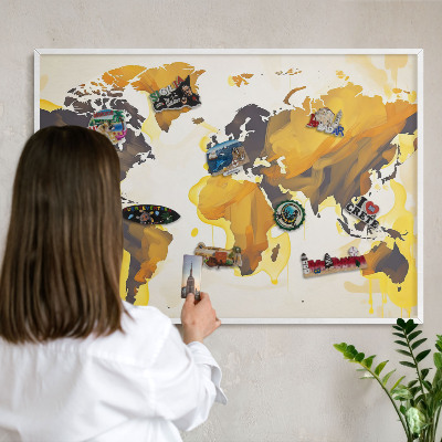 Tablero magnético metálico para souvenirs en color blanco Mapa del mundo