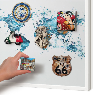Tablero magnético de pared para imanes con marco blanco Mapa del agua