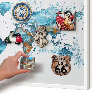 Tablero magnético de pared para imanes con marco blanco Mapa del agua