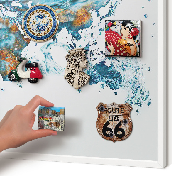 Tablero magnético de pared para imanes con marco blanco Mapa del agua