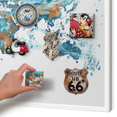 Tablero magnético de pared para imanes con marco blanco Mapa del agua