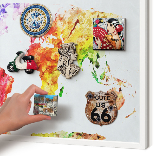 Tablero magnético metálico para souvenirs en color blanco Mapa de colores