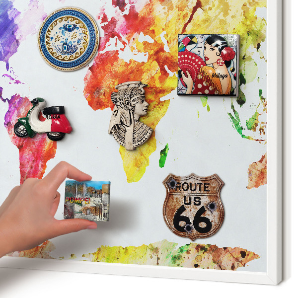 Tablero magnético metálico para souvenirs en color blanco Mapa de colores
