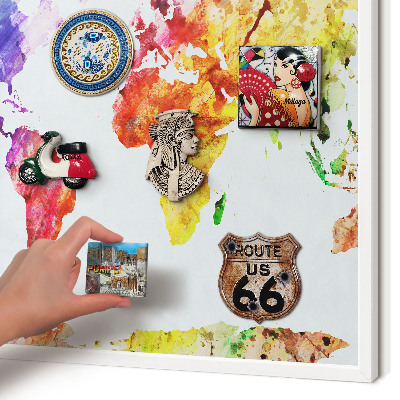 Tablero magnético metálico para souvenirs en color blanco Mapa de colores