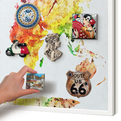 Tablero magnético metálico para souvenirs en color blanco Mapa de colores