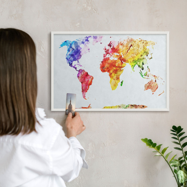 Tablero magnético metálico para souvenirs en color blanco Mapa de colores