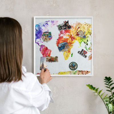 Tablero magnético metálico para souvenirs en color blanco Mapa de colores