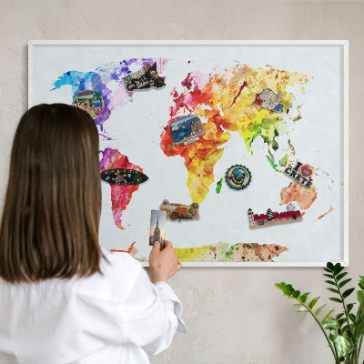 Tablero magnético metálico para souvenirs en color blanco Mapa de colores
