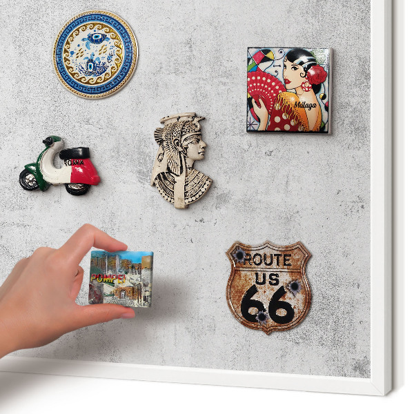 Tablero magnético de pared para imanes con marco blanco Hormigón crudo