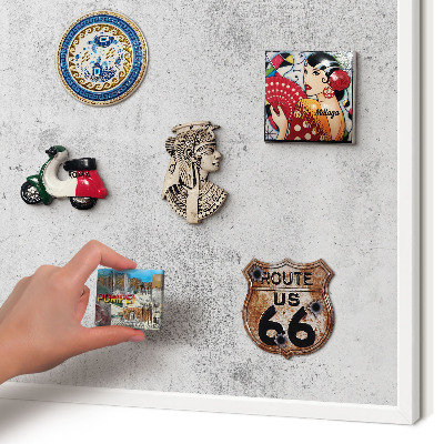 Tablero magnético de pared para imanes con marco blanco Hormigón crudo