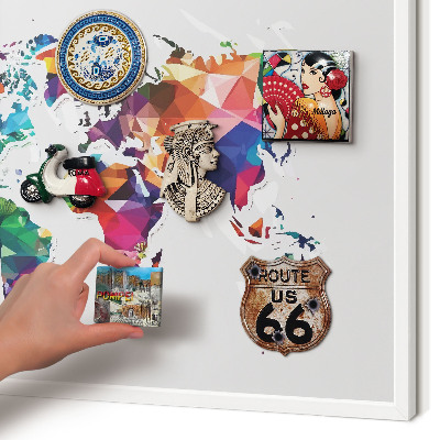 Tablero magnético de pared para imanes con marco blanco Mapa del mundo
