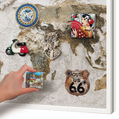 Tablero magnético metálico para souvenirs en color blanco Mapa de relieve