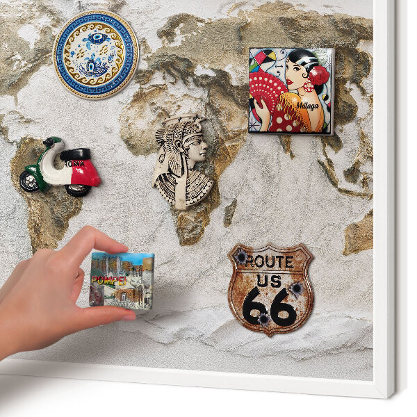 Tablero magnético metálico para souvenirs en color blanco Mapa de relieve