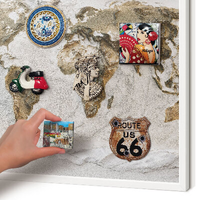 Tablero magnético metálico para souvenirs en color blanco Mapa de relieve