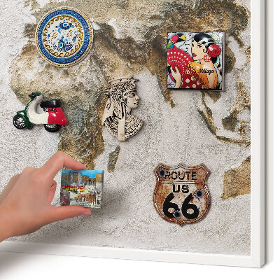 Tablero magnético metálico para souvenirs en color blanco Mapa de relieve