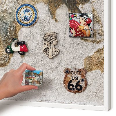 Tablero magnético metálico para souvenirs en color blanco Mapa de relieve