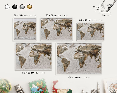Tablero magnético metálico para souvenirs en color blanco Mapa de relieve