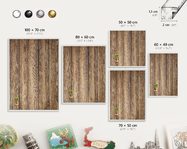 Tablero magnético de pared para imanes con marco blanco Textura de madera