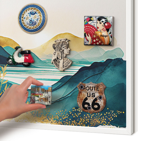 Tablero magnético metálico para souvenirs en color blanco Una vista tranquila