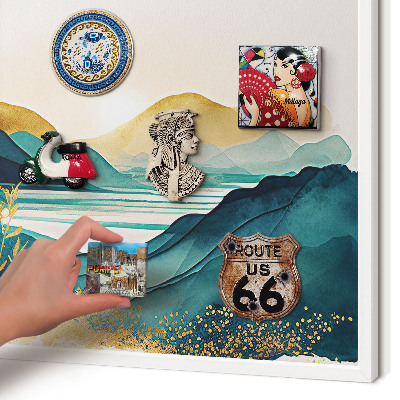 Tablero magnético metálico para souvenirs en color blanco Una vista tranquila