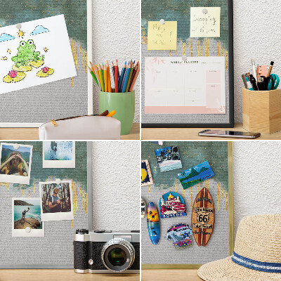 Tablero magnético metálico para souvenirs en color blanco Abstracción turquesa