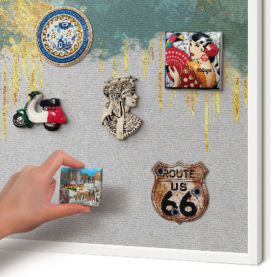 Tablero magnético metálico para souvenirs en color blanco Abstracción turquesa