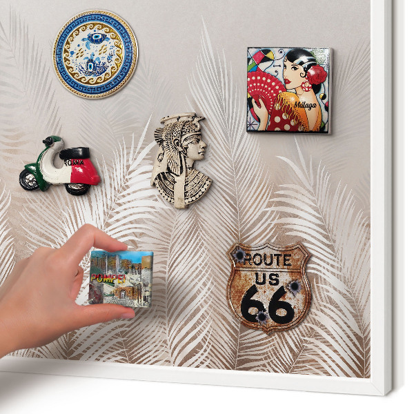 Tablero magnético de pared para imanes con marco blanco Hojas naturaleza