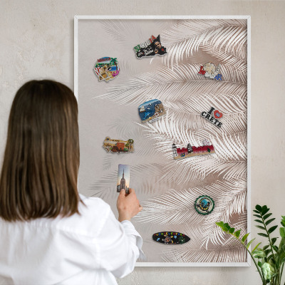 Tablero magnético de pared para imanes con marco blanco Hojas naturaleza