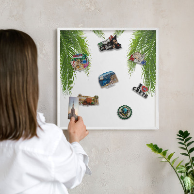 Tablero magnético metálico para souvenirs en color blanco Naturaleza exótica