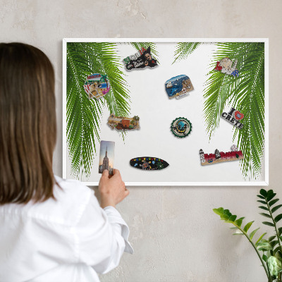 Tablero magnético metálico para souvenirs en color blanco Naturaleza exótica