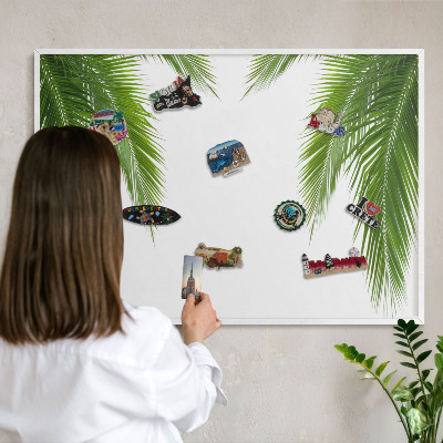 Tablero magnético metálico para souvenirs en color blanco Naturaleza exótica