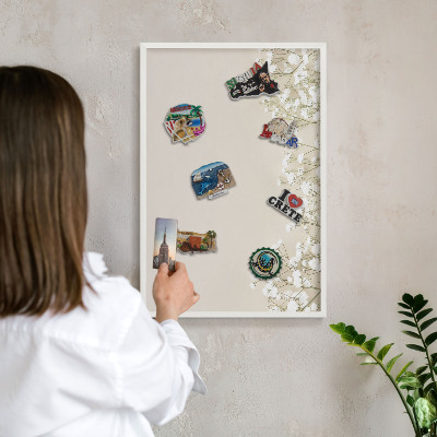 Tablero magnético de pared para imanes con marco blanco Naturaleza sutil